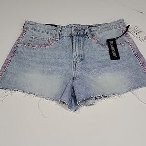Blanknyc The Barrow Vintage High Rise Denim Short PINK Crochet Stitches SZ 26 B4
